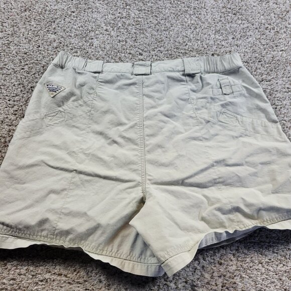 Columbia Shorts Mens XL Beige PFG Fishing Mesh Pockets Cotton Stretch Fish Flaw* - Picture 7 of 9